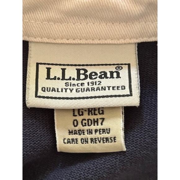 L.L. Bean Men’s Rugby Shirt Large Reg Blue Colorblock Cotton Pullover - Picture 4 of 6
